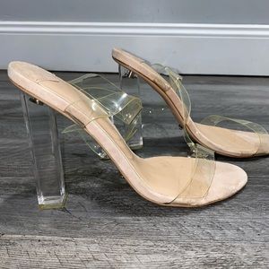 Tony Bianco Kiki Heels Sandals Clear Vynalite Blush Size 8 1/2